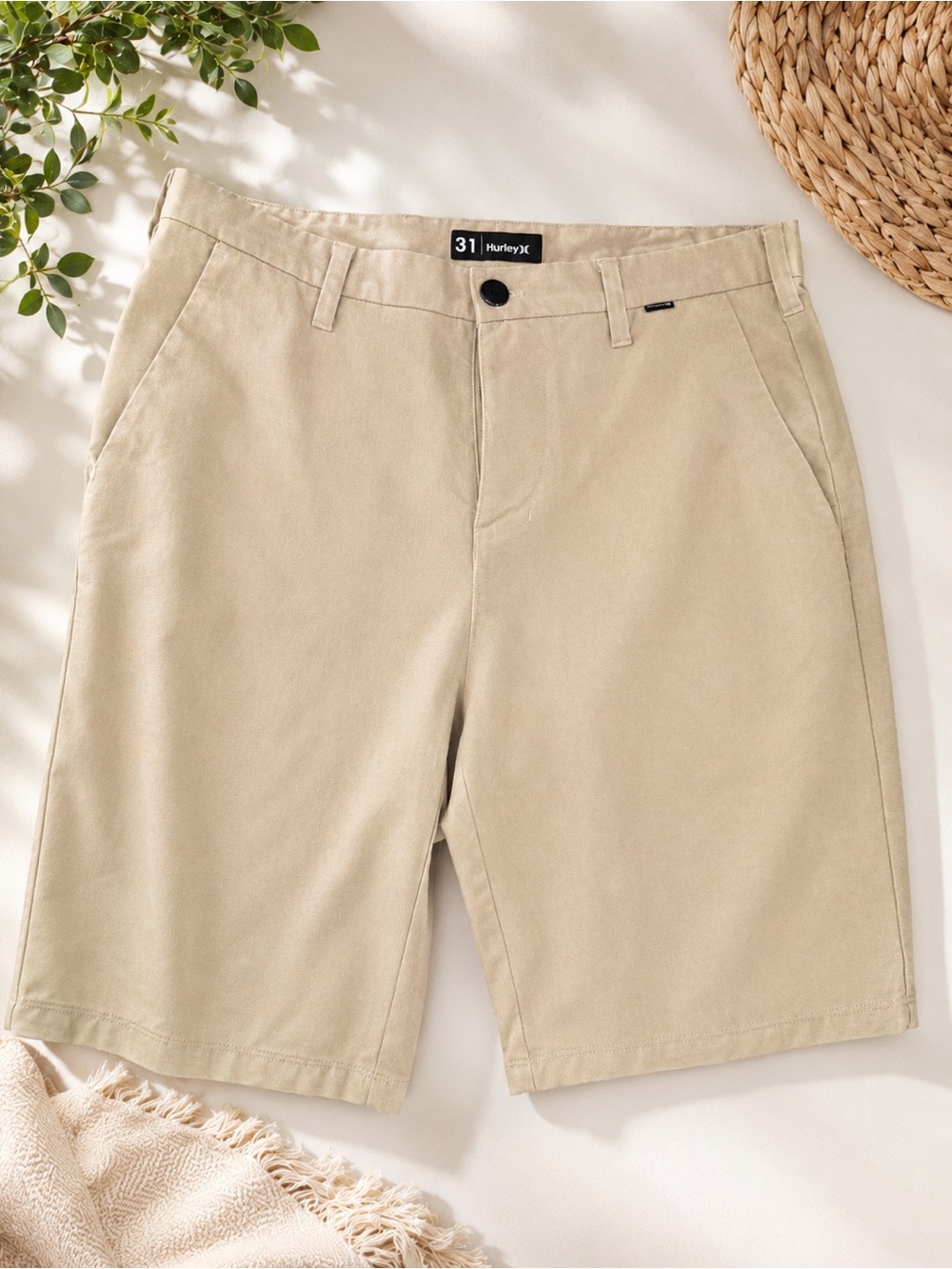 Hurley Men's Flat Front Shorts - Khaki Beige